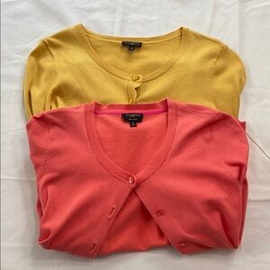 Talbots Yellow and Pink Knit Cardigan Sweaters